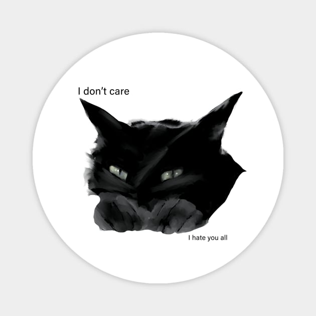 Don't Care Cat Magnet by R.S.G